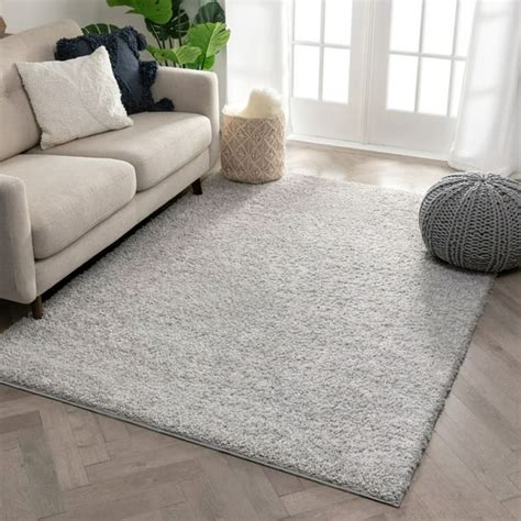 Well Woven Solid Color Light Grey Soft Shag Area Rug 8x10 8x11 710