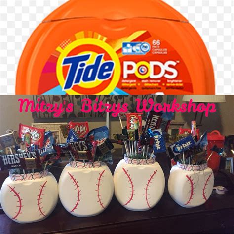 At gifteclipse.com find thousands of gifts for categorized into thousands of categories. Tide Pods Containers made into Baseball "candy bouquet ...