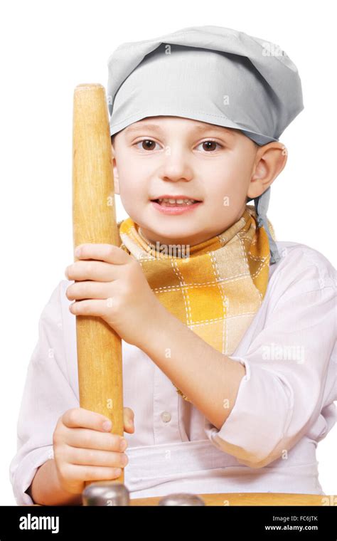 Little Cook With Rolling Pin Stock Photo Alamy