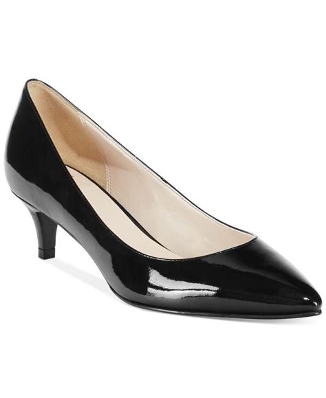 cole haan leather juliana kitten heel pumps in black patent black lyst