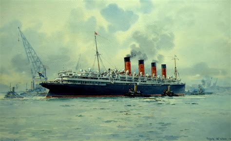 The Cunard Line Company Rms Mauretania 1906 1935 Ocean Liner Berthed