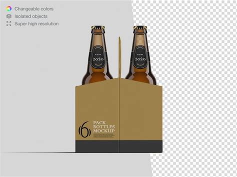 Premium Psd Realistic Six Pack Beer Bottle Mockup Template