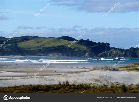 Spiaggia Interminabile Solitaria Grande Isola Barriera Nuova Zelanda