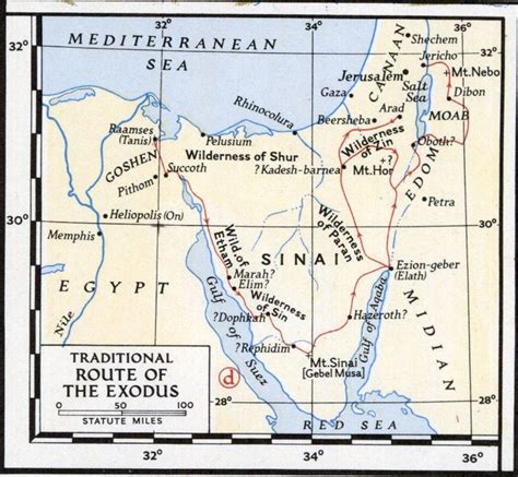 1946 Map Of The Traditional Route Of Exodus Map Exodus Route