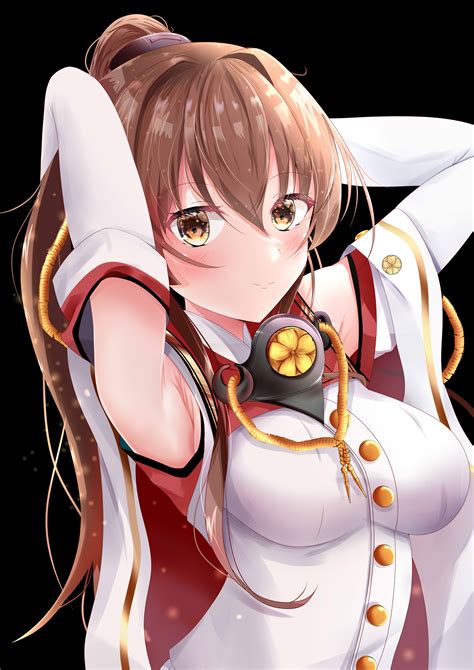 обои аниме Аниме девушки Коллекция Kantai Yamato KanColle конский хвост длинные волосы