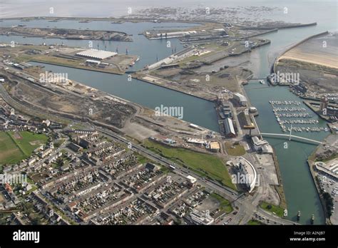Aerial Swansea Docks And Sa1 Area South Wales Stock Photo Alamy