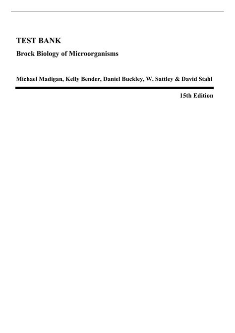 Test Bank Brock Biology Of Microorganisms 15th And 16th Edition By