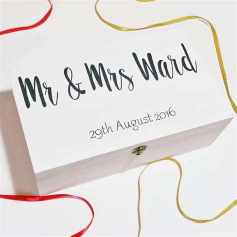 Personalised Mr And Mrs Wedding Box White Wooden Keepsake Etsy Mr