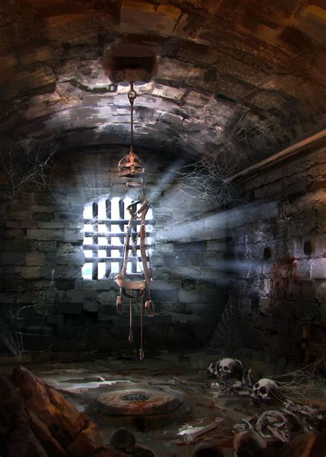 The Light Shines Brightly Through An Old Brick Tunnel With Chains Hanging From It S Ceiling