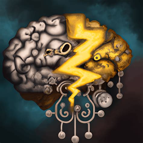 Ilustração Cerebral Steampunk Brain Storm Ideas Creation Lightning