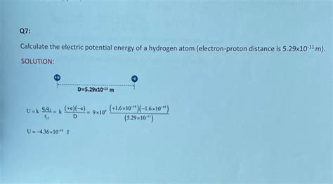 Solved Calculate The Electric Potential Energy Of A Hydrogen
