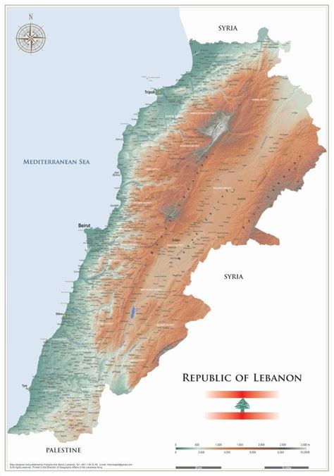 Physical Map Lebanon Map Colors For Reliefs Spots Fheights Rivers Source