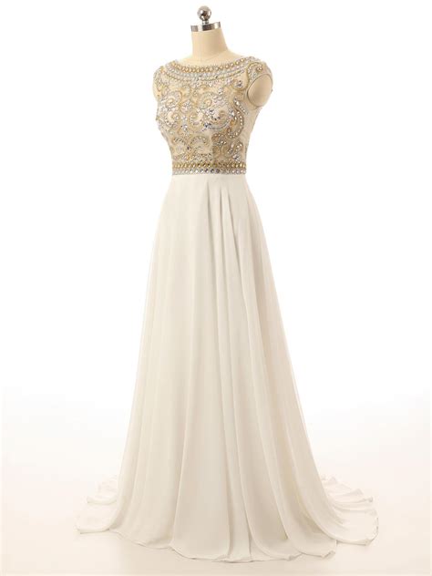 Gorgeous Ivory Prom Dress Cap Sleeve Prom Dresses Beaded Long Evening