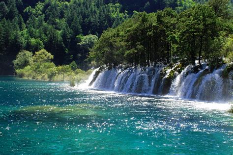 China Parks Waterfalls Rivers Jiuzhaigou National
