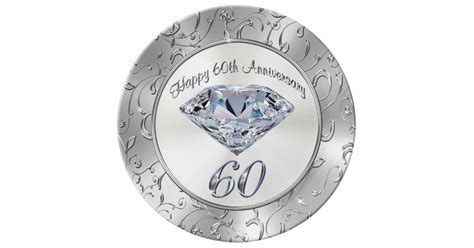 Gorgeous Diamond 60th Anniversary Plates Zazzle