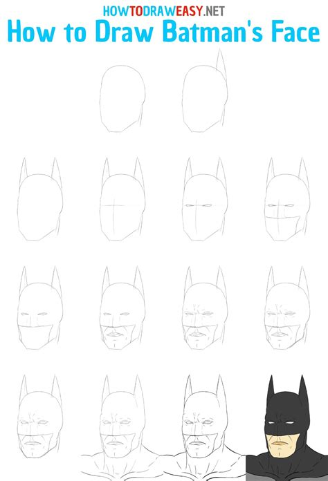 How To Draw Batman Face Step By Step Batman Drawing Drawing Tutorial