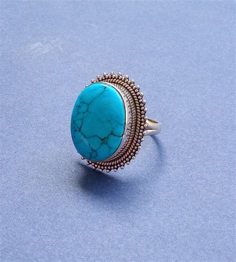 Turquoise Ring For Women Sterling Silver Ring Boho Ring Natural