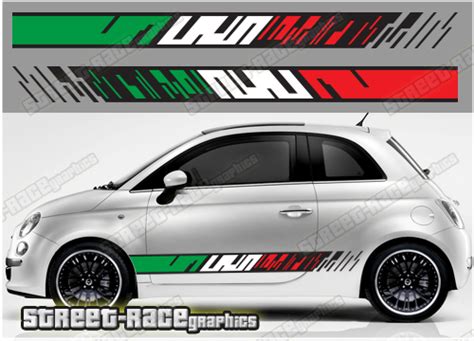 Fiat 500 Racing Stripes 079 Italian Flag Stickers