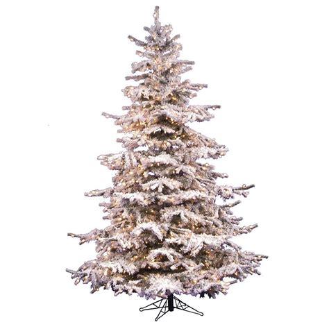 Earthflora Pre Lit Artificial Flocked Christmas Trees 10 Feet X 68