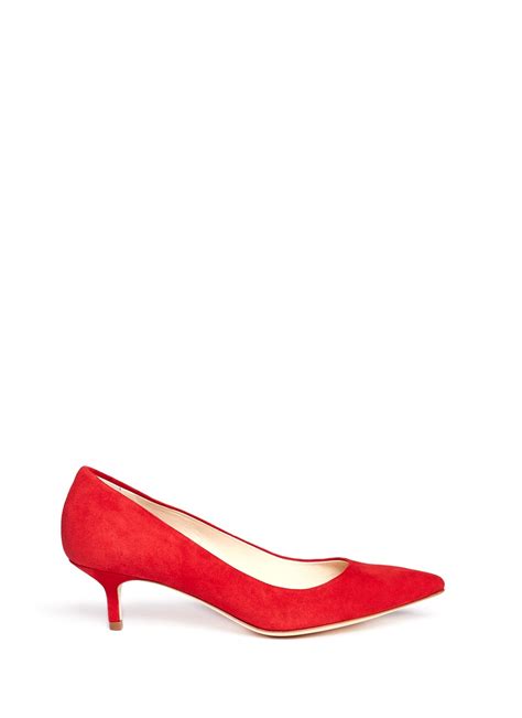 Lyst Brian Atwood Suede Kitten Heel Pumps In Red