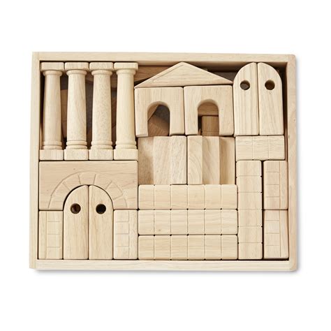 Melissa And Doug Architectural Wooden Unit Block Set With Storage Crate