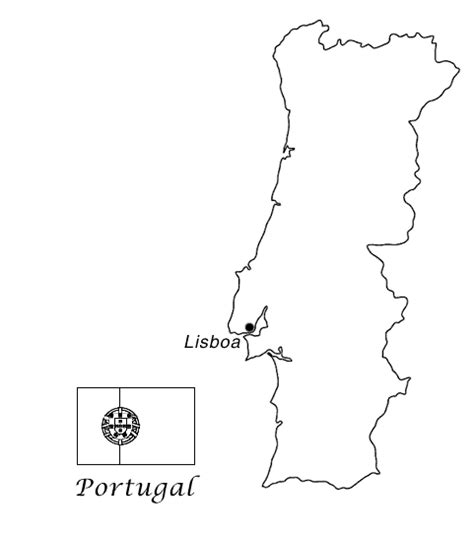 Laminas Para Colorear Coloring Pages Mapa Y Bandera De Portugal Para