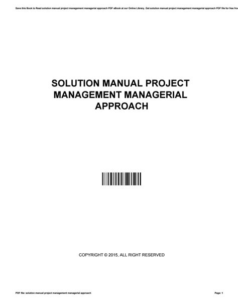 Solution Manual Project Management Managerial Approach By