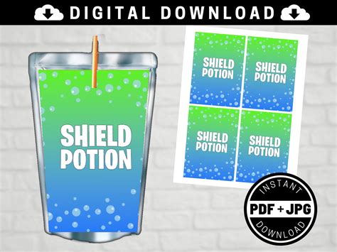 Fortnite Chug Jug Gamer Capri Sun Shield Potion Printable Labels
