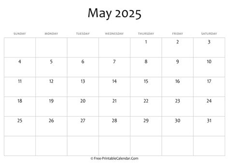 Editable 2025 May Calendar