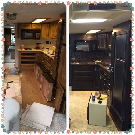Rv Remodel In Progress Cabinets Painted With Black Chalk Paint