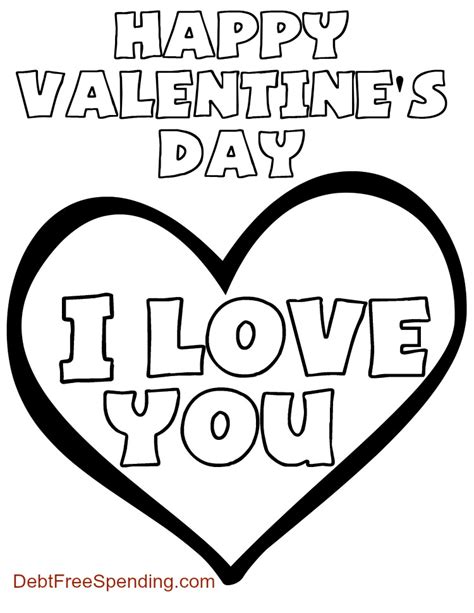 People used to do such kind of works in their free time. Valentine's Day "I Love You" Coloring Page - Debt Free ...
