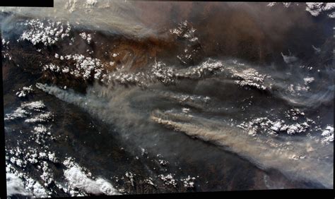 Smoke Plumes From Wildfires Variant Panorama Of Iss044 Im Flickr