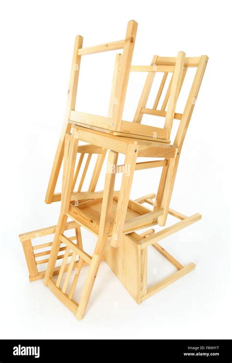Stacked Wooden Chairs Stock Photo Alamy
