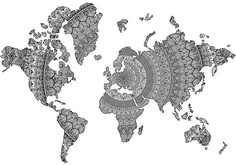 World Map Large Mandala Mixed Media By Delyth Angharad Fine Art America