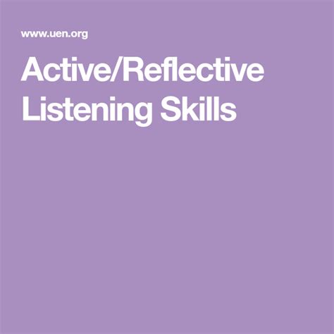 Activereflective Listening Skills Reflective Listening Listening