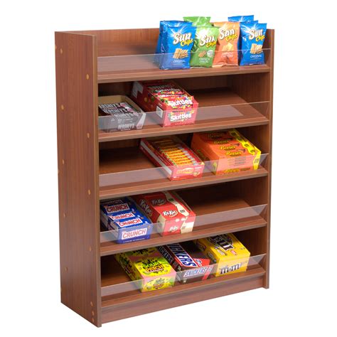 5 Shelf Floor Standing Retail Snack Display Rack Cherry Laminate