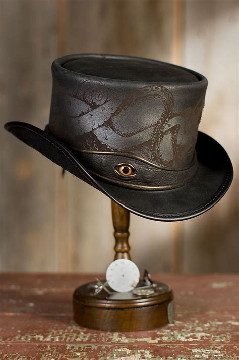 Steampunk Kraken Leather Top Hat Overland