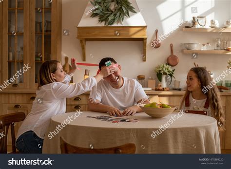 Mom Dad Daughter Play Game Kitchen Stock Photo 1675389220 Shutterstock