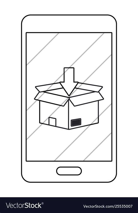 Cellphone showing box in black and white Vector Image , #ad, #box, #showing, #Cellphone, #bla ...