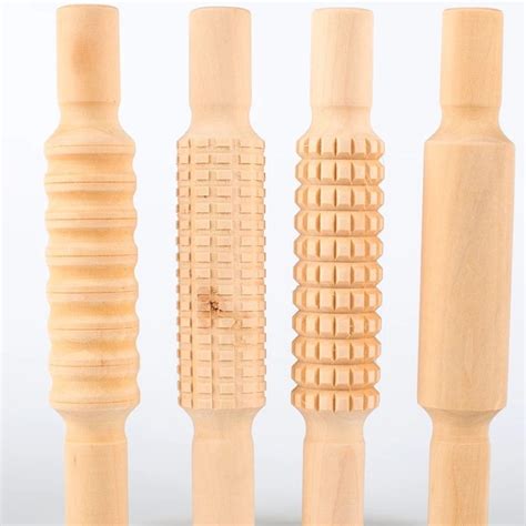 Textured Wooden Rolling Pin Set Tot Kits