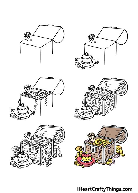 How To Draw A Treasure Chest Step By Step Easy Potter Possloved