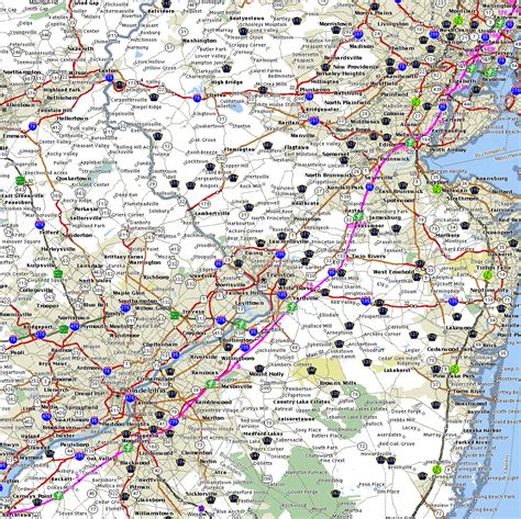 Map Of The New Jersey Turnpike Original Mainline Via Car Lanes And