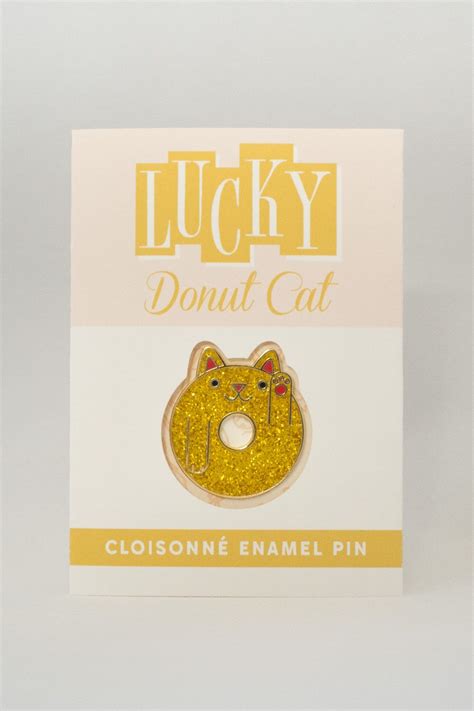 Lucky Donut Cat Enamel Pin Gold Glitter Cloisonne Good Luck Etsy