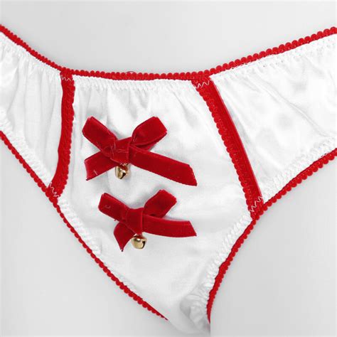 novelty sexy women s christmas sexy satin panties bell side fuzzy ball underwear ebay