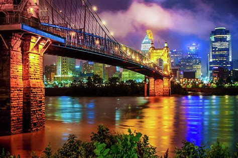 Colorful Cincinnati Skyline Cityscape Photograph By Gregory Ballos