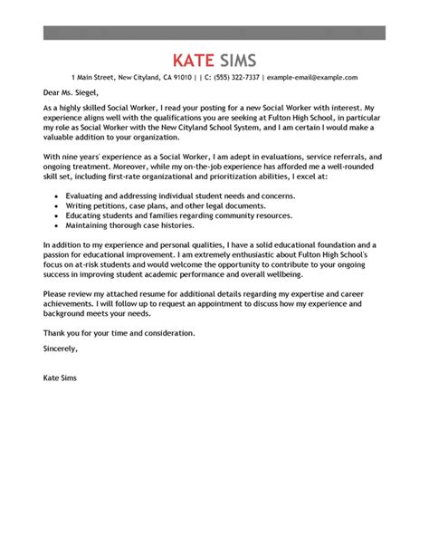 Professional Social Worker Cover Letter Examples Livecareer