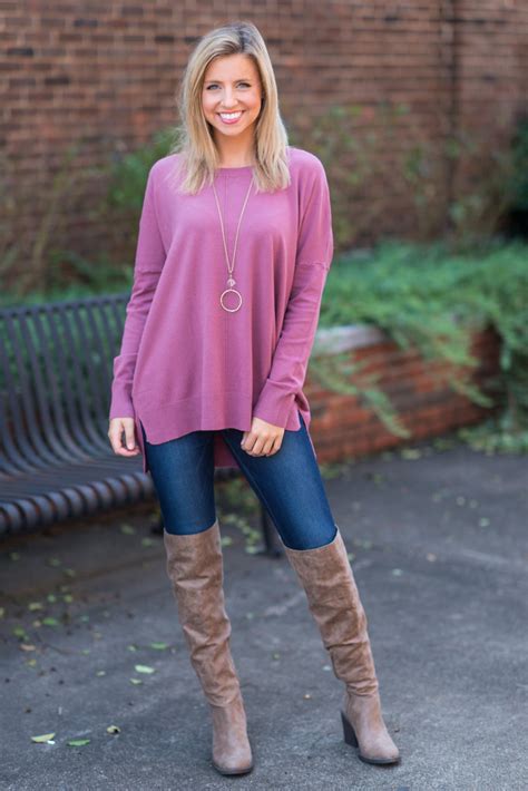 Solid Classic Sweater Orchid Purple The Mint Julep Boutique