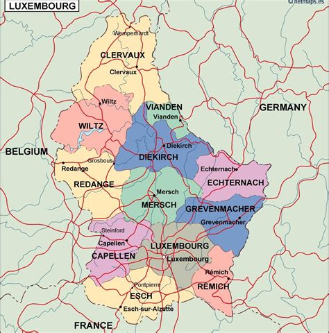 Luxembourg Political Map Illustrator Vector Eps Maps Eps Illustrator