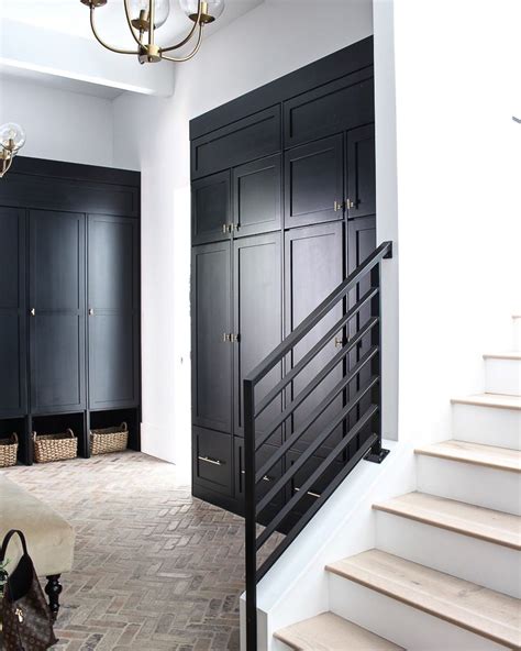 Our Black Mudroom With Brick Herringbone Floors The House Of Silver