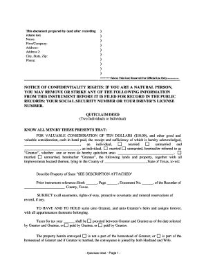Quitclaim Deed Texas Fill Out And Sign Printable Pdf Template Signnow